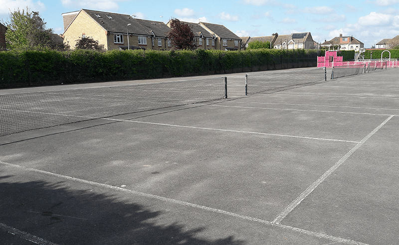 A close up of tennis courts at Northumberland Heath recreation ground