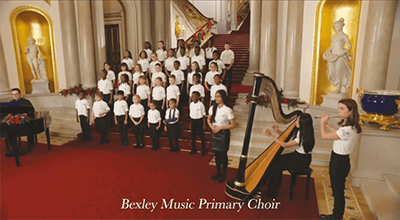 Photo showing children from Bexley Music performing at Buckingham Palace