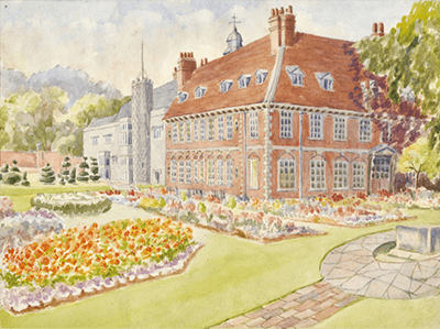 Image showing a watercolour painting of Hall Place
