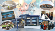 Collage of Bexley Civic Offices over the years. Text reads 'our 10 year anniversary'