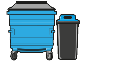blue large communal recycling bins