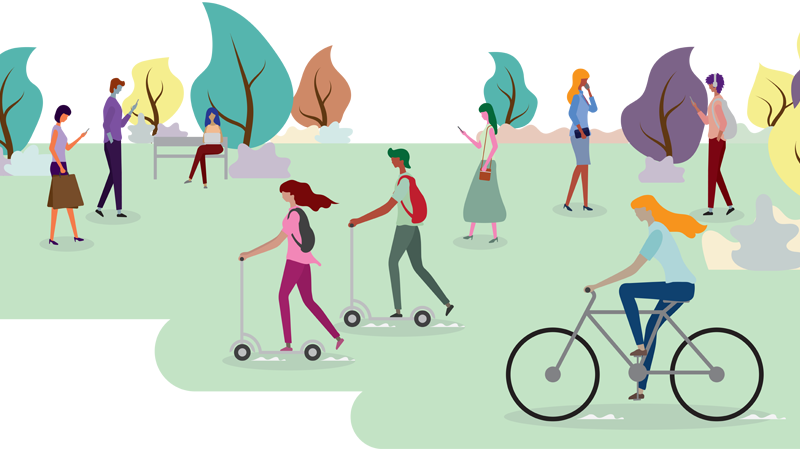Illustration of people in a park