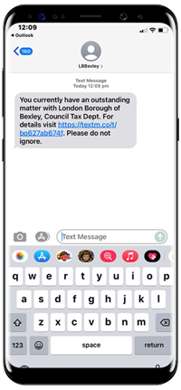 Example of text message received 