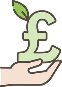 Climate commitment 4 - hand holding green pound sign