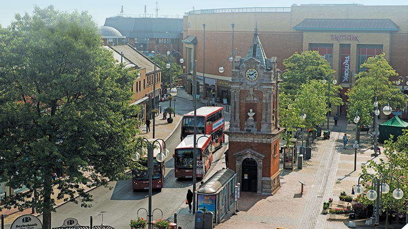 Bexleyheath town centre aerial view