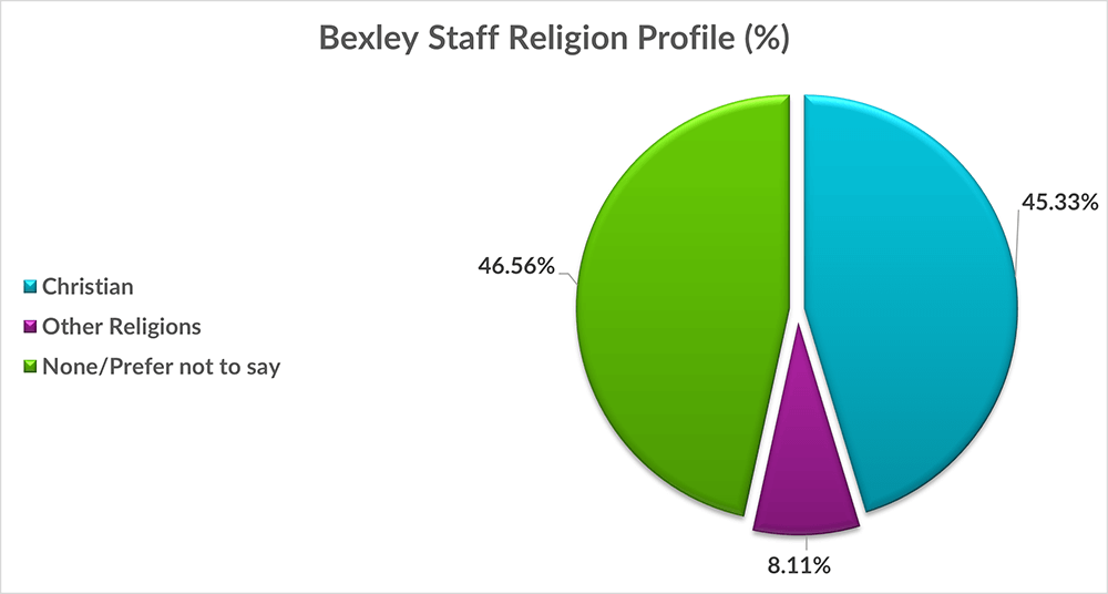Chart showing the breakdown of disability by grade, a summary of the highest and lowest figures is 764 Hay, 622 Non-Hay and 57 Senior Managers don't have an incapacity/disability, whereas the lowest figures 39 Hay and 57 Non Hay and 3 Senior Managers have a incapacity/disability