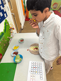 A person making food