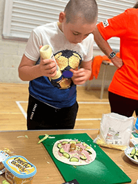 A person making food