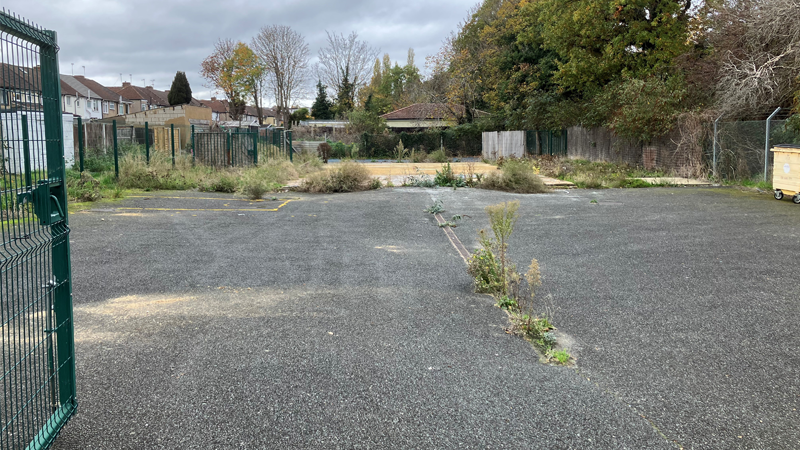 An image of the empty Parkside Cross site. For context, there was previously a building on the Parkside Cross site, but the image now shows the building has now been demolished. 