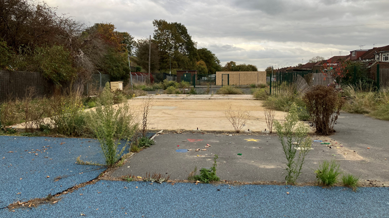 An second image of the empty Parkside Cross site. For context, there was previously a building on the Parkside Cross site, but the image now shows the building has now been demolished. 