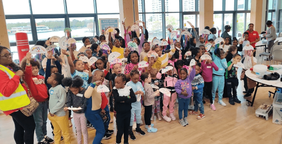 A group of children in a room