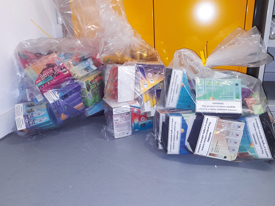 vapes seized in bags