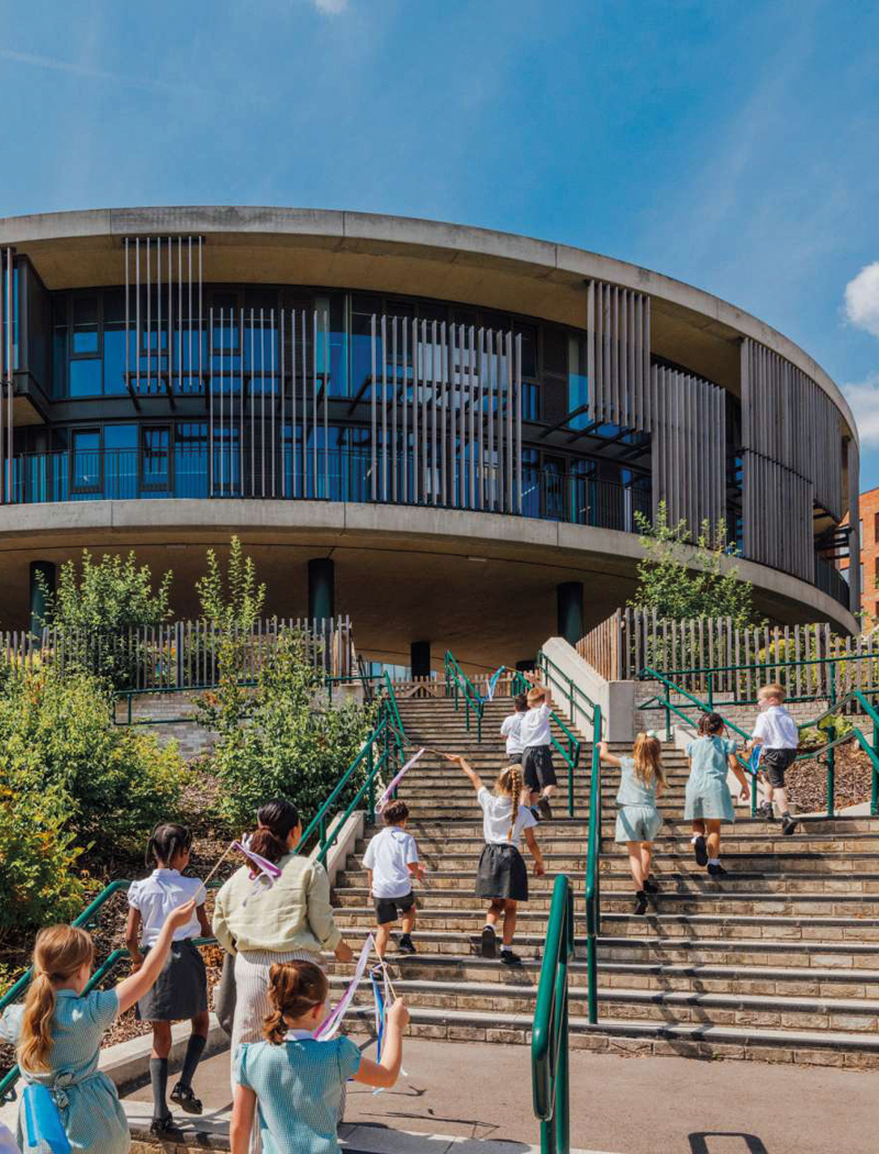 Decorative image of a school