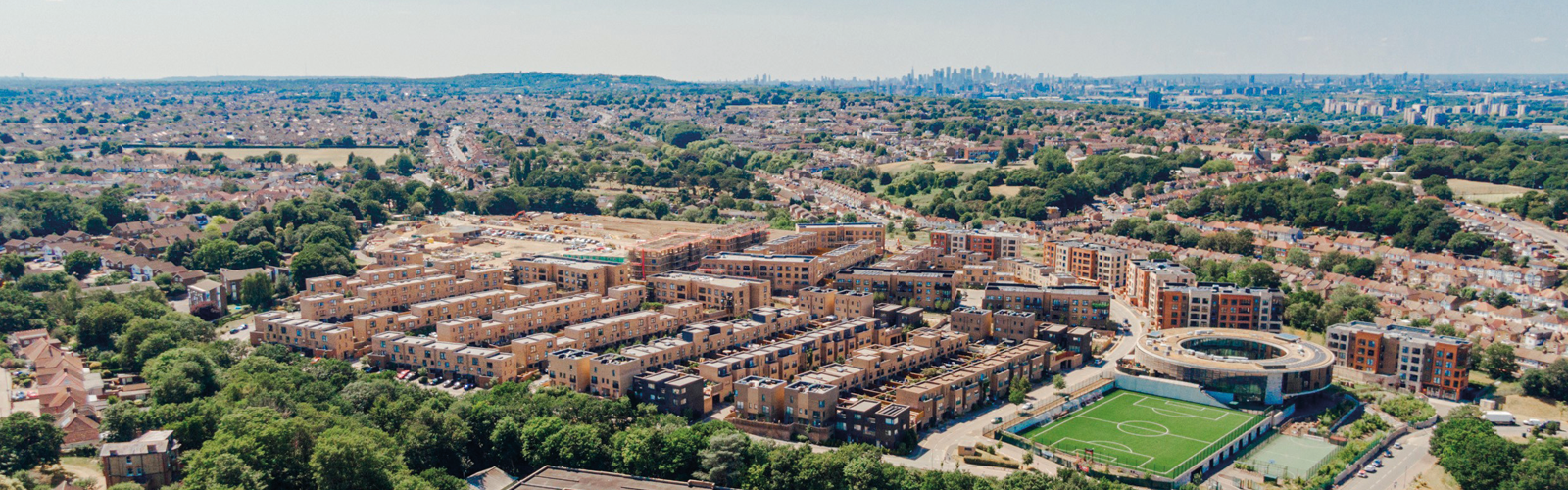 Decorative image of a landscape in Bexley with the City of London in the background