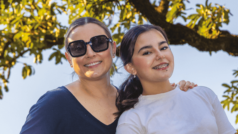 Photo of a kinship carer with a teenager