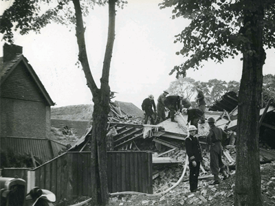 Photo of air raid damage at Bourne Road in Bexley