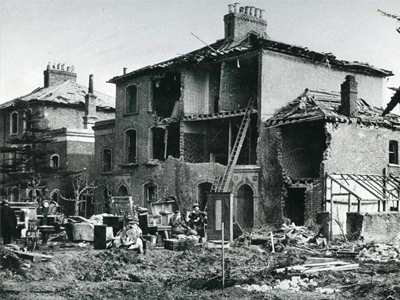 Photo of air raid damage at Woolwich Road in Belvedere