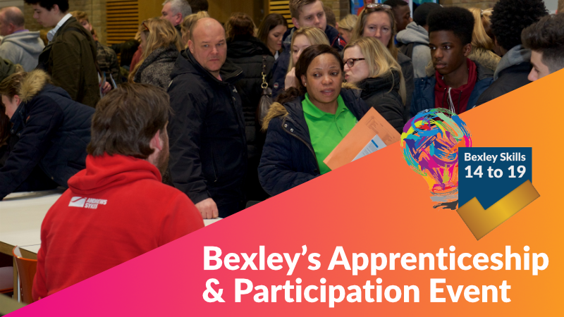 Image with the words, Bexley's Apprentiship and Participation Event 2023