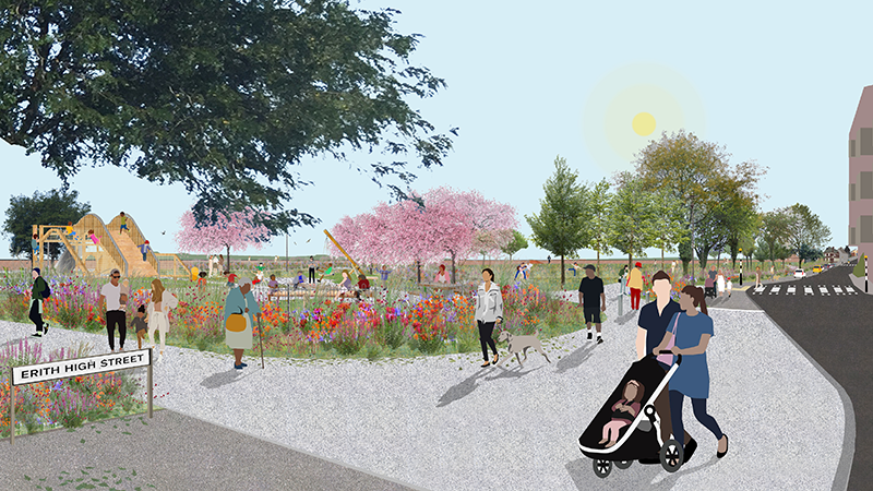 Design outline showing how Riverside Gardens will look after works