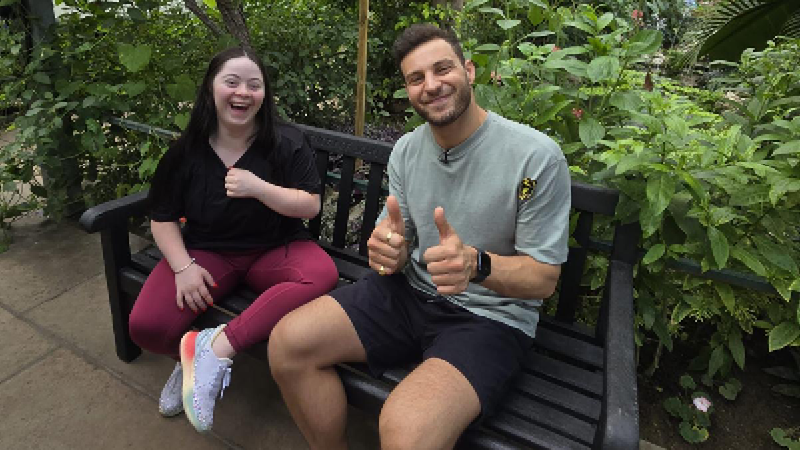 Strictly Come Dancing's Ellie Goldstein and Vito Coppola at London Butterfly Garden at Hall Place. 