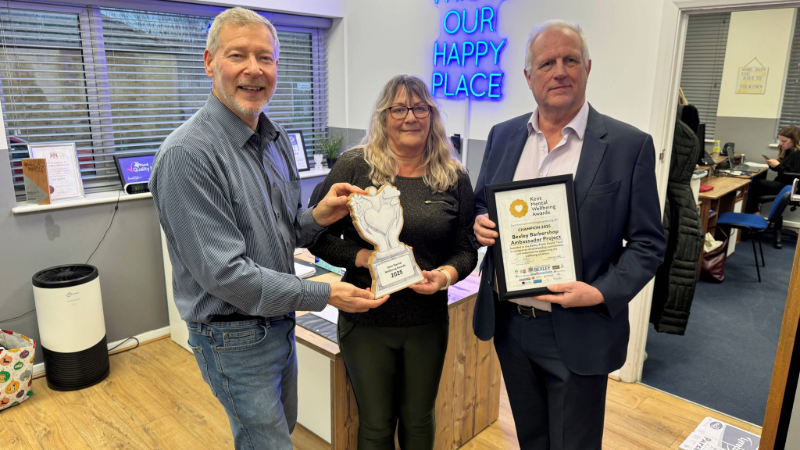 Image of Cllr Seymour (right) with Phillipa Wills from Bexley Public Health and Simon Dolby from Mind In Bexley