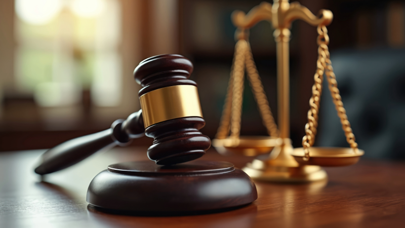 Image of a gavel and the scales of justice.