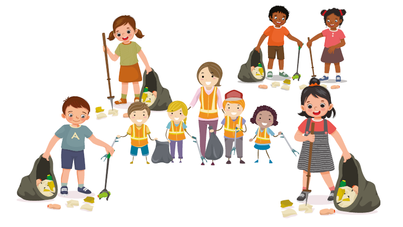 School Children Litter picking