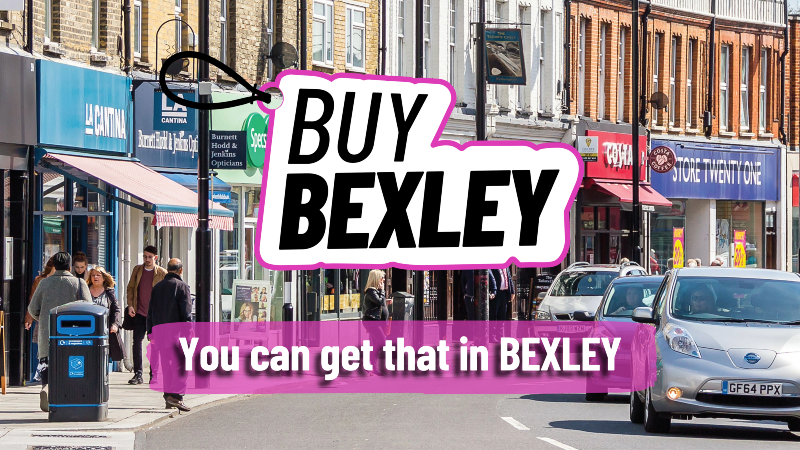 Busy town centre with the words 'Buy Bexley' and 'You can get that in Bexley'