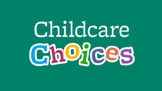 Green image with words 'Childcare Choices'