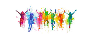 children jumping paint splat