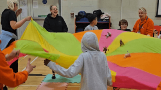 A group of children playing a game