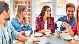young adults having coffee