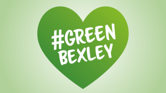 Image of a green heart with words #GreenBexley