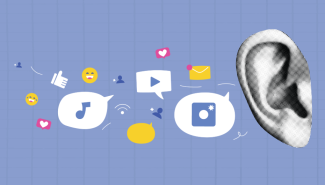 Image of ear and speech bubbles 