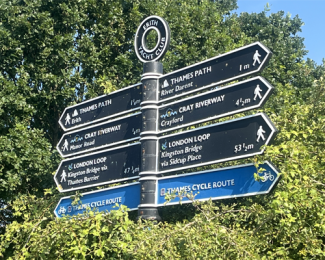 Image of a multiple way point signs for a footpath