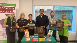 Cllr Sandhu at food recycling event in Asda Bexleyheath with staff