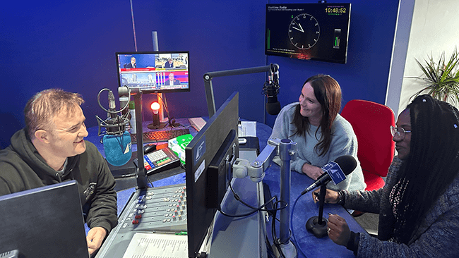 Fiona and Supervising Social Worker, Adele on Maritime Radio’s breakfast show