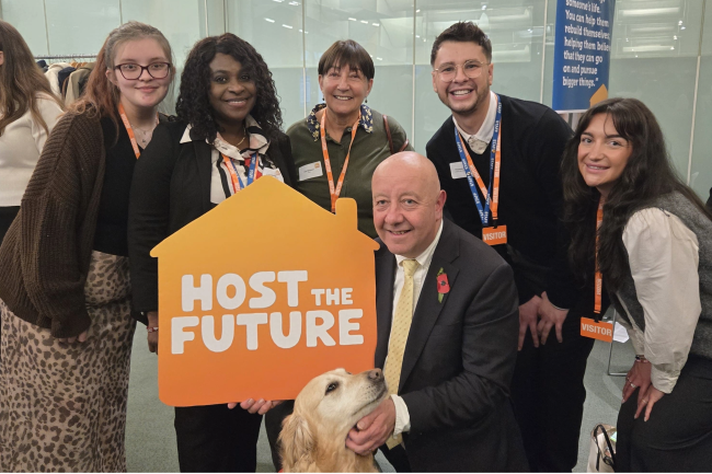 host and support team at event