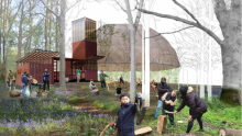 Artist impression of new Woodland Hub at Lesnes Abbey Woods