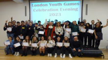 Young people and Mayor at London Youth Games presentation event.