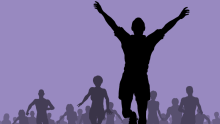 Silhouette of person cheering