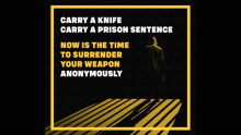 Image of Home Office poster that says "Carry a knife, carry a prison sentence. Now is the time to surrender your weapon anonymously"
